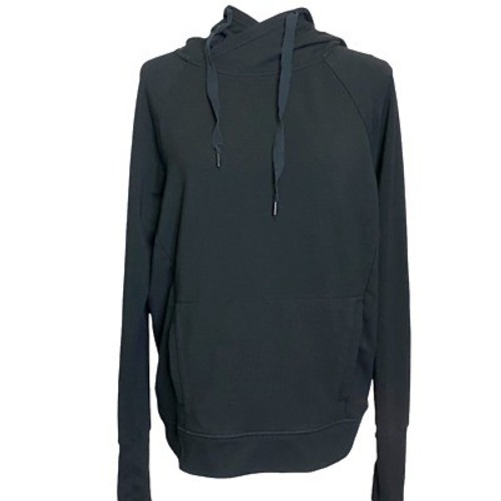 Yogalicious Hoodie Sz Small Crossover Funnel Neck Thumbhole Pullover Gorp Black